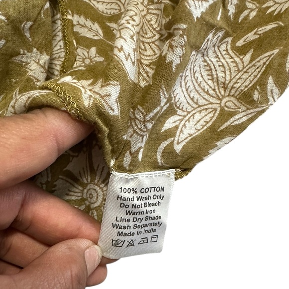 Daughters of India Kira Midi Dress 100% Cotton Boho Green Olive Floral Print  XL - Picture 13 of 13